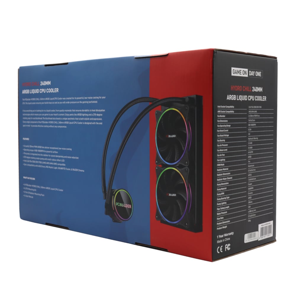 PCBuilder Hydro Chill 240MM AIO Liquid CPU Cooler ARGB